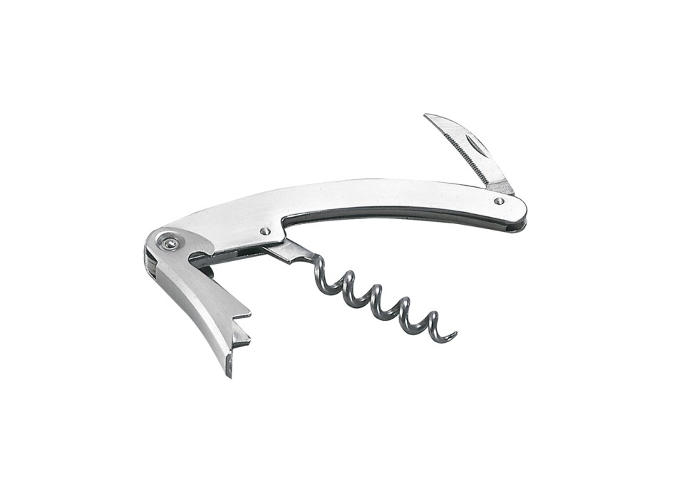 Cavatappi, apribottiglie, lama  e taglia-capsula con corpo in metallo satinato FullGadgets.com