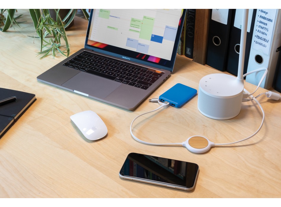 Cavo 3 in 1 con caricatore wireless in bambù da 5W FullGadgets.com