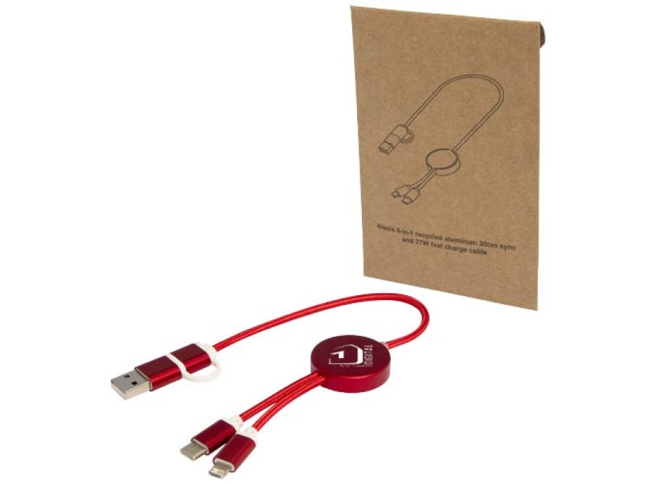 Cavo 5-in-1 in alluminio e plastica riciclata da 30 cm per la sincronizzazione dei dati e la ricarica rapida da 27 W Alasia FullGadgets.com