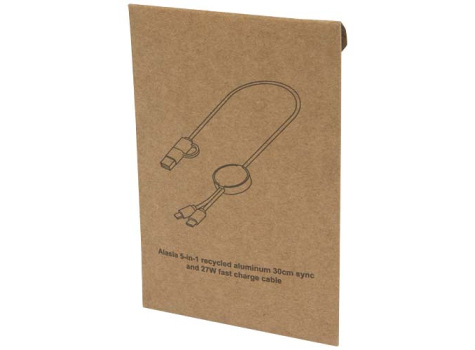 Cavo 5-in-1 in alluminio e plastica riciclata da 30 cm per la sincronizzazione dei dati e la ricarica rapida da 27 W Alasia FullGadgets.com