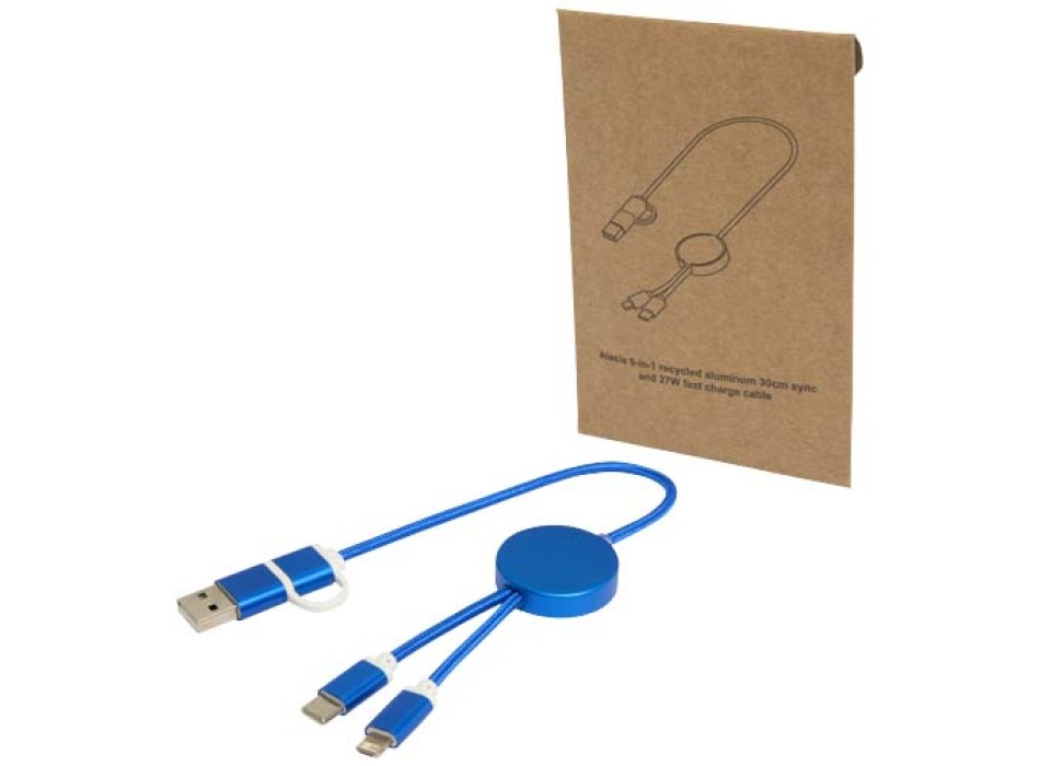 Cavo 5-in-1 in alluminio e plastica riciclata da 30 cm per la sincronizzazione dei dati e la ricarica rapida da 27 W Alasia FullGadgets.com