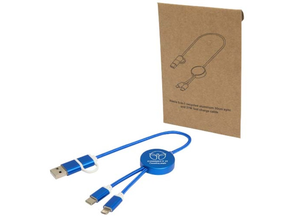 Cavo 5-in-1 in alluminio e plastica riciclata da 30 cm per la sincronizzazione dei dati e la ricarica rapida da 27 W Alasia FullGadgets.com