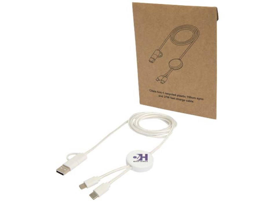 Cavo 5-in-1 in plastica riciclata da 150 cm per la sincronizzazione dei dati e la ricarica rapida da 27 W Citala FullGadgets.com