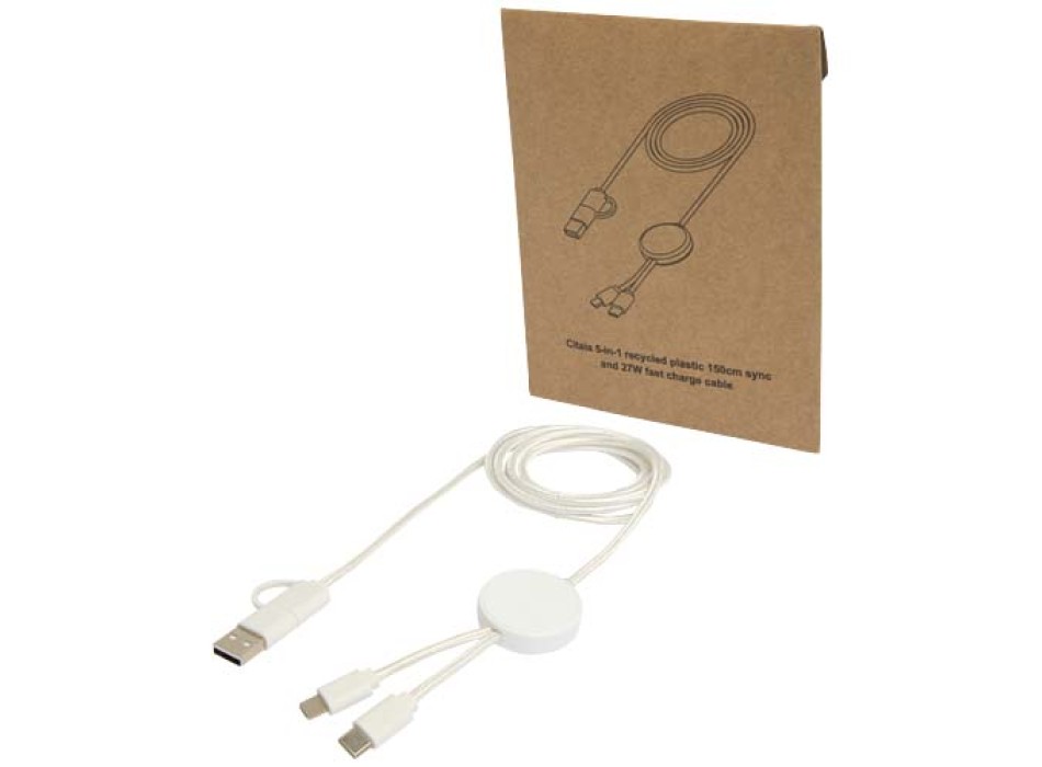 Cavo 5-in-1 in plastica riciclata da 150 cm per la sincronizzazione dei dati e la ricarica rapida da 27 W Citala FullGadgets.com