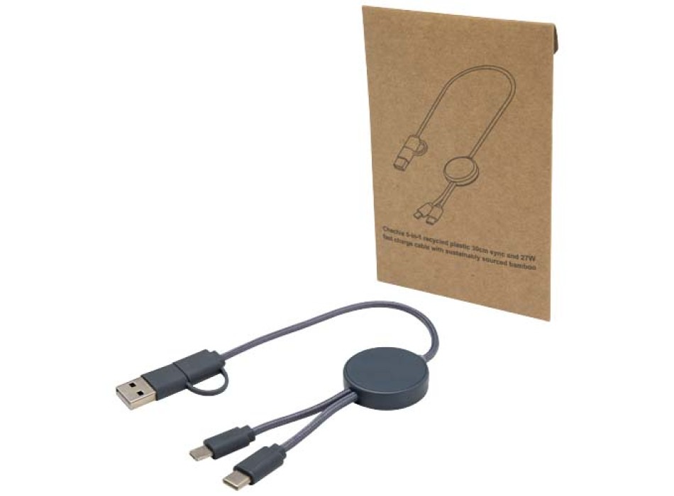 Cavo 5-in-1 in plastica riciclata da 30 cm per la sincronizzazione dei dati e la ricarica rapida da 27 W Citala FullGadgets.com