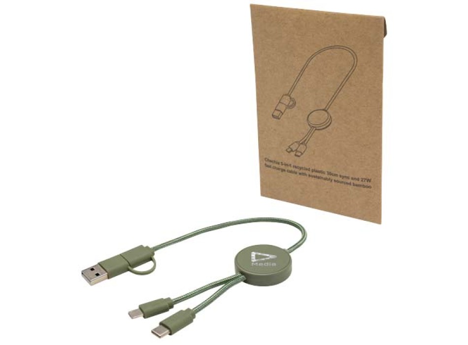 Cavo 5-in-1 in plastica riciclata da 30 cm per la sincronizzazione dei dati e la ricarica rapida da 27 W Citala FullGadgets.com