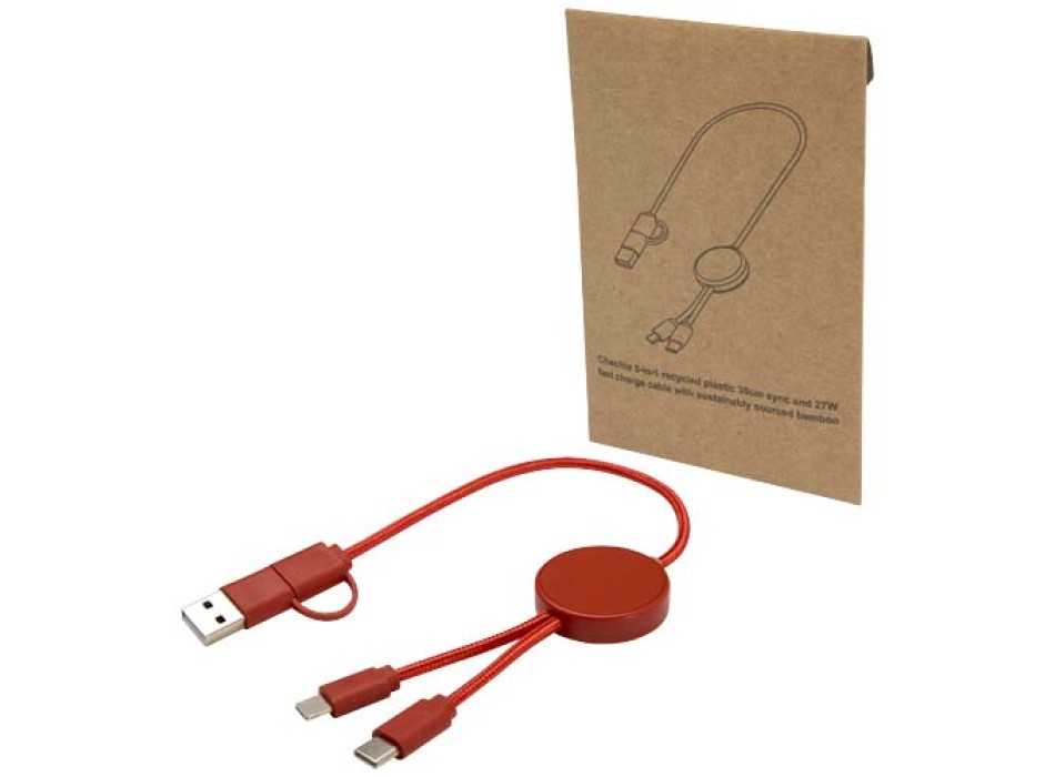 Cavo 5-in-1 in plastica riciclata da 30 cm per la sincronizzazione dei dati e la ricarica rapida da 27 W Citala FullGadgets.com