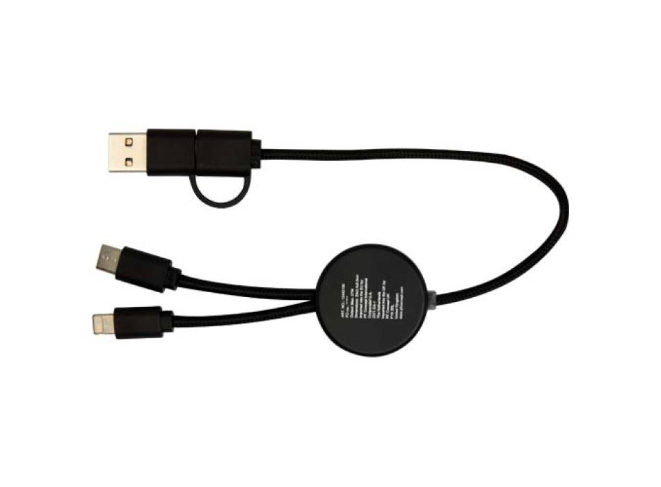 Cavo 5-in-1 in plastica riciclata da 30 cm per la sincronizzazione dei dati e la ricarica rapida da 27 W con dettagli in bambù Chechia FullGadgets.com