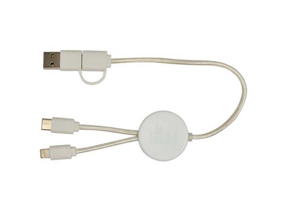 Cavo 5-in-1 in plastica riciclata da 30 cm per la sincronizzazione dei dati e la ricarica rapida da 27 W con dettagli in bambù Chechia FullGadgets.com