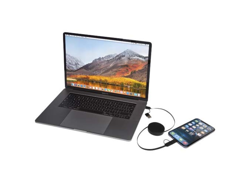 Cavo 5-in-1 in plastica riciclata retrattile da 90 cm per la sincronizzazione dei dati e la ricarica rapida da 40 W Citala FullGadgets.com