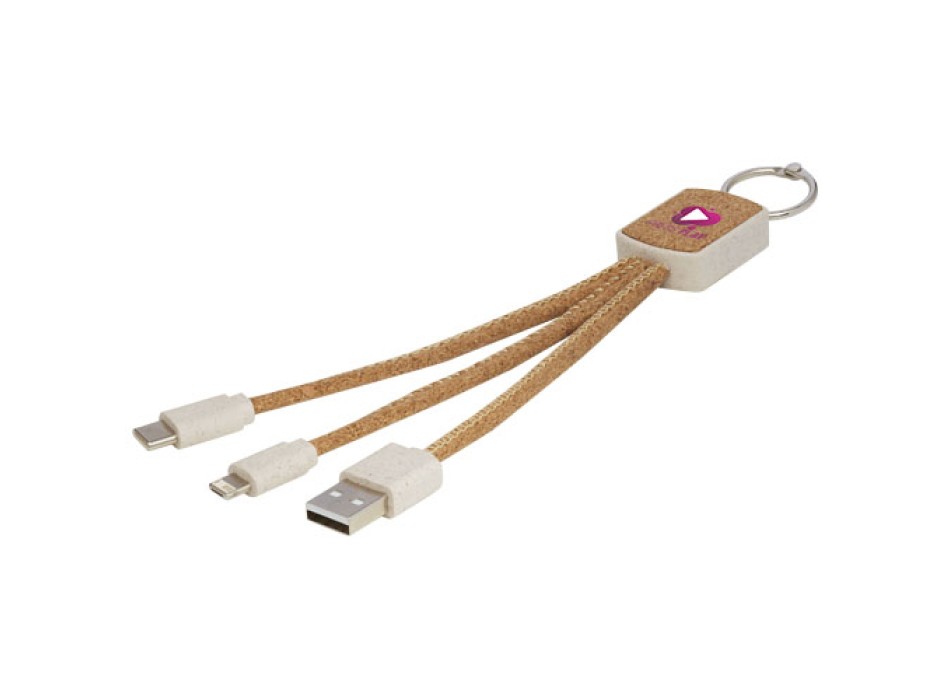 Cavo di ricarica 3 in 1 in sughero e paglia di grano Bates FullGadgets.com