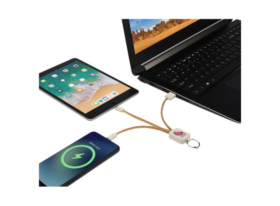 Cavo di ricarica 3 in 1 in sughero e paglia di grano Bates FullGadgets.com