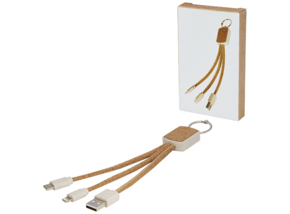 Cavo di ricarica 3 in 1 in sughero e paglia di grano Bates FullGadgets.com