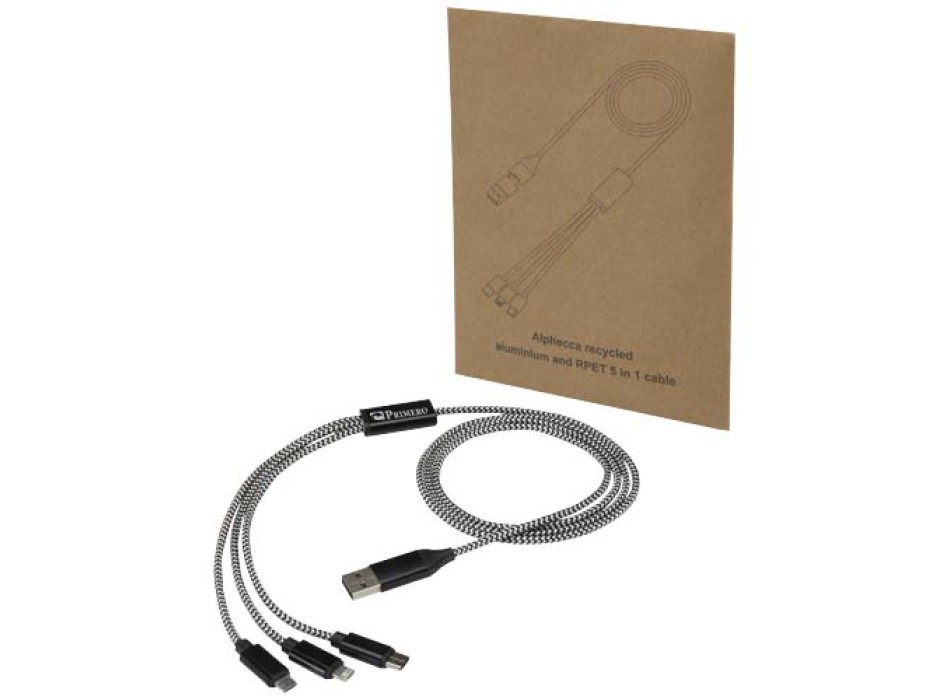Cavo di ricarica 5 in 1 in alluminio riciclato e RPET Alphecca  FullGadgets.com
