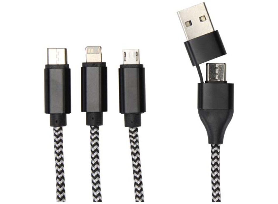 Cavo di ricarica 5 in 1 in alluminio riciclato e RPET Alphecca  FullGadgets.com