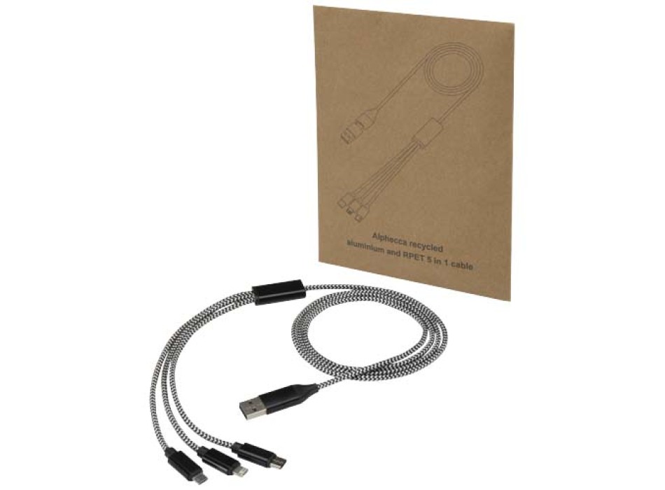 Cavo di ricarica 5 in 1 in alluminio riciclato e RPET Alphecca  FullGadgets.com