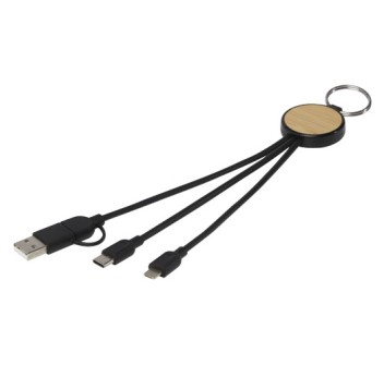 Cavo di ricarica 6 in 1 in plastica riciclata/bambù con portachiavi Tecta FullGadgets.com