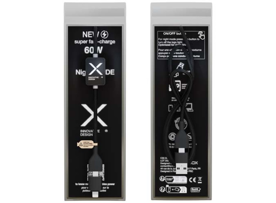 Cavo di ricarica con interruttore e logo luminoso da 60 W SCX.design C32 FullGadgets.com