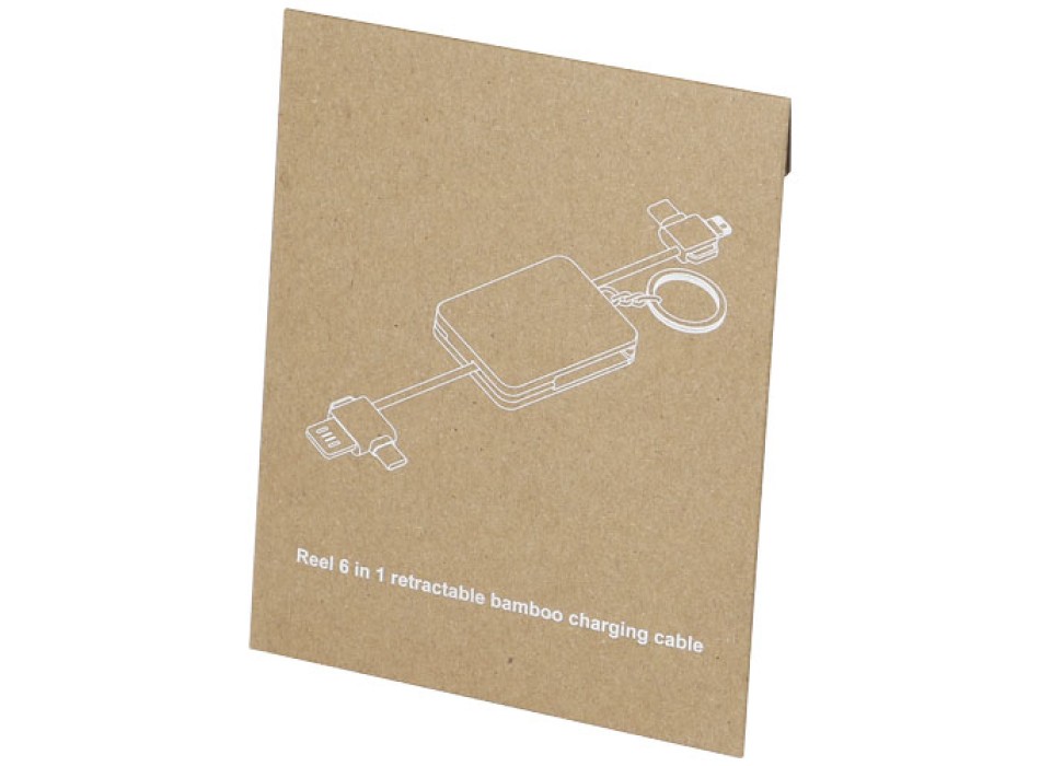 Cavo di ricarica con portachiavi in bambù 6 in 1 retrattile Reel FullGadgets.com