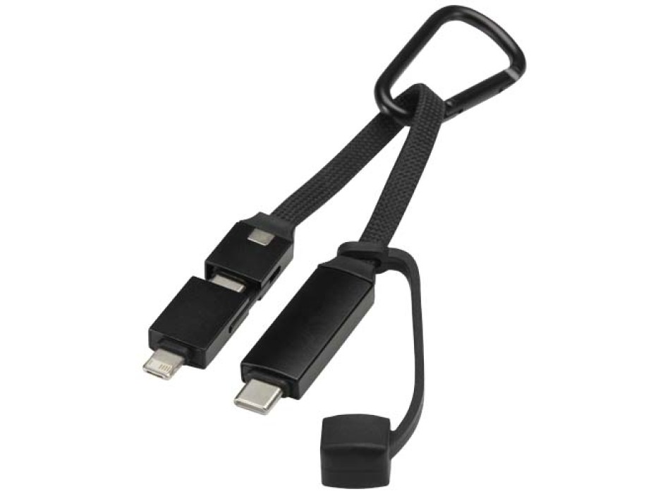 Cavo di ricarica da 65 W 5 in 1 in alluminio riciclato con moschettone Algieba FullGadgets.com