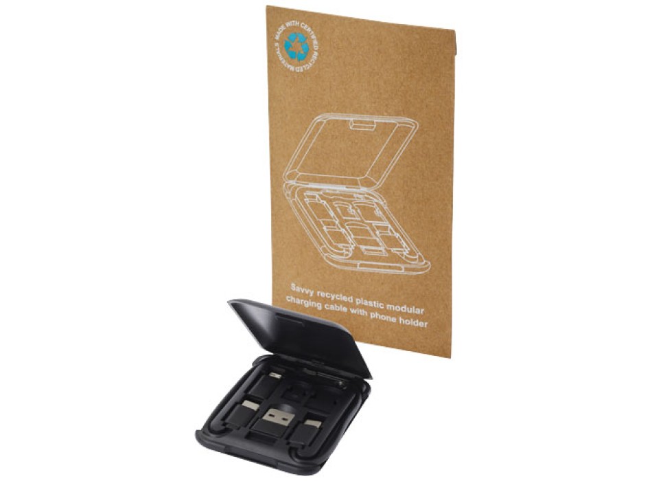 Cavo di ricarica modulare in plastica riciclata con supporto per telefono Savvy FullGadgets.com