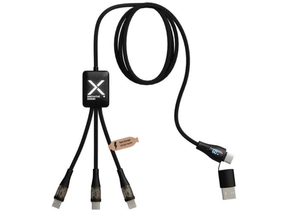 Cavo di ricarica rapida 5 in 1 in PET riciclato da 60 W con display SCX.design C51 FullGadgets.com