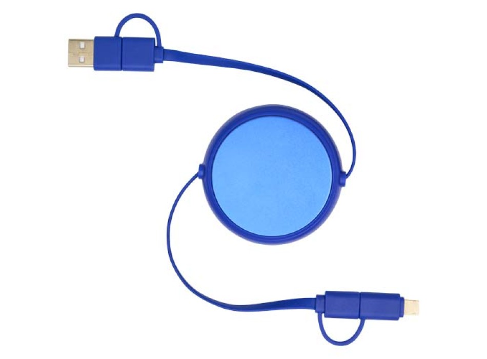 Cavo retrattile 5 in 1 da 100 cm in plastica riciclata e alluminio per la sincronizzazione dei dati e la ricarica rapida da 45 W Alasia FullGadgets.com