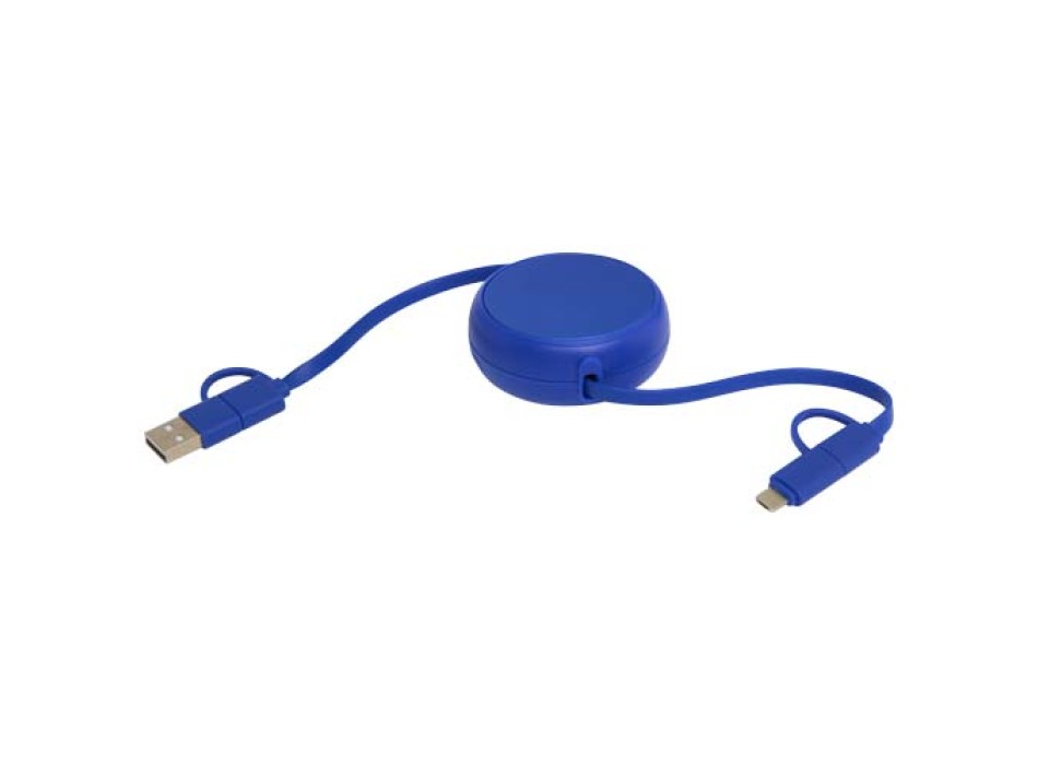 Cavo retrattile 5 in 1 da 100 cm in plastica riciclata e alluminio per la sincronizzazione dei dati e la ricarica rapida da 45 W Alasia FullGadgets.com