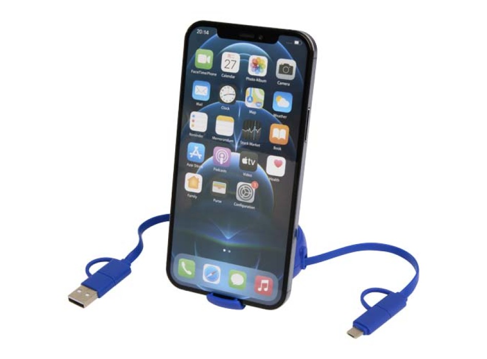 Cavo retrattile 5 in 1 da 100 cm in plastica riciclata e alluminio per la sincronizzazione dei dati e la ricarica rapida da 45 W Alasia FullGadgets.com