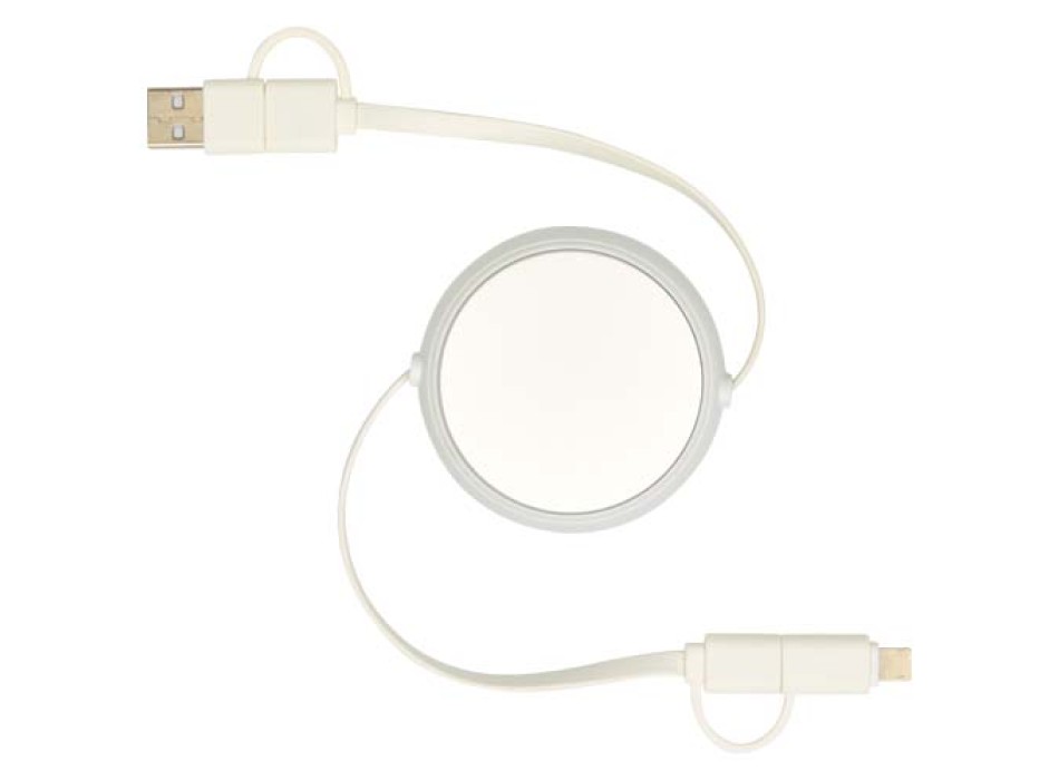 Cavo retrattile 5 in 1 da 100 cm in plastica riciclata e alluminio per la sincronizzazione dei dati e la ricarica rapida da 45 W Alasia FullGadgets.com