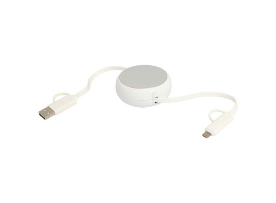 Cavo retrattile 5 in 1 da 100 cm in plastica riciclata e alluminio per la sincronizzazione dei dati e la ricarica rapida da 45 W Alasia FullGadgets.com