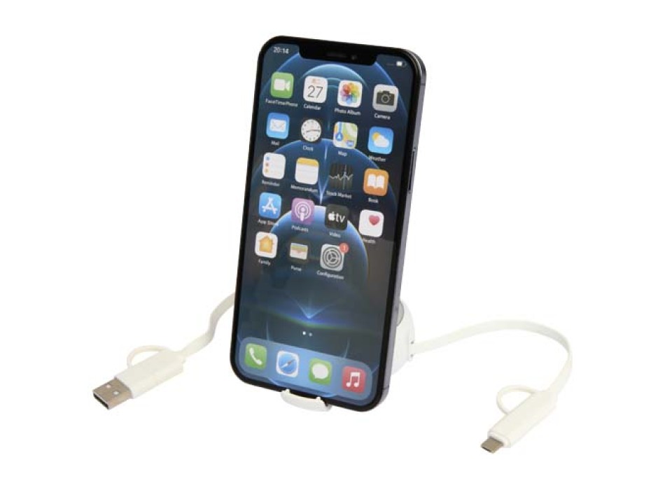 Cavo retrattile 5 in 1 da 100 cm in plastica riciclata e alluminio per la sincronizzazione dei dati e la ricarica rapida da 45 W Alasia FullGadgets.com