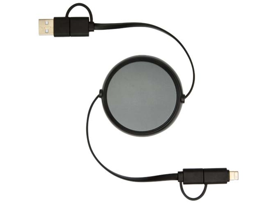 Cavo retrattile 5 in 1 da 100 cm in plastica riciclata e alluminio per la sincronizzazione dei dati e la ricarica rapida da 45 W Alasia FullGadgets.com