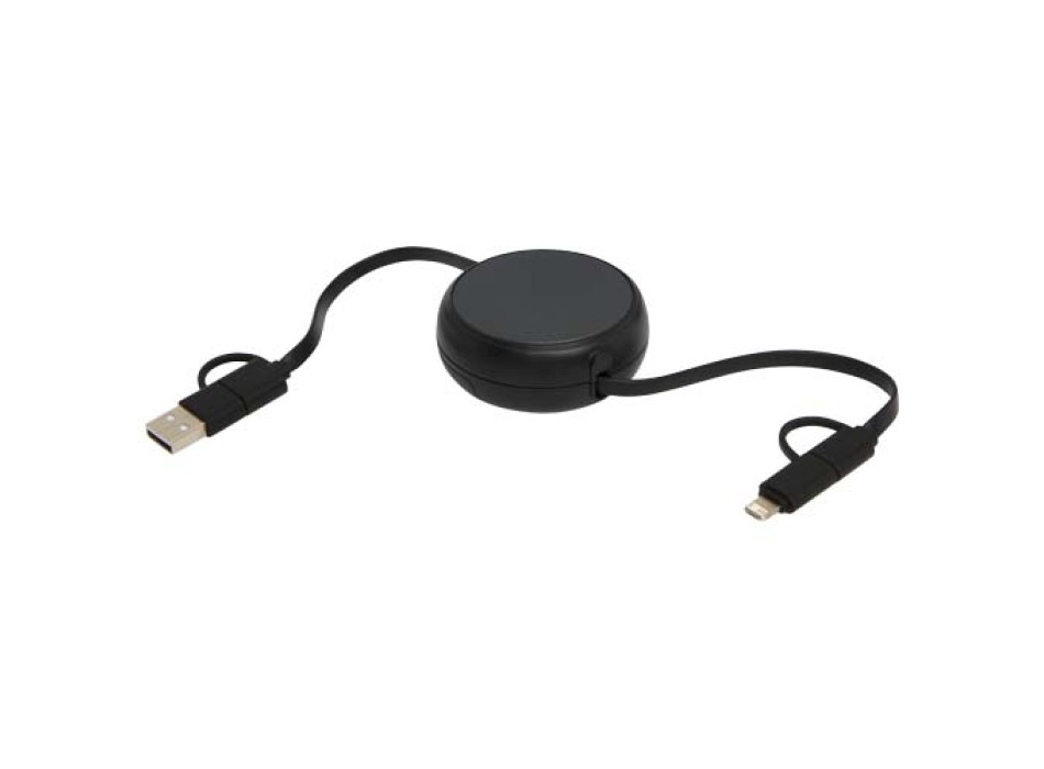 Cavo retrattile 5 in 1 da 100 cm in plastica riciclata e alluminio per la sincronizzazione dei dati e la ricarica rapida da 45 W Alasia FullGadgets.com