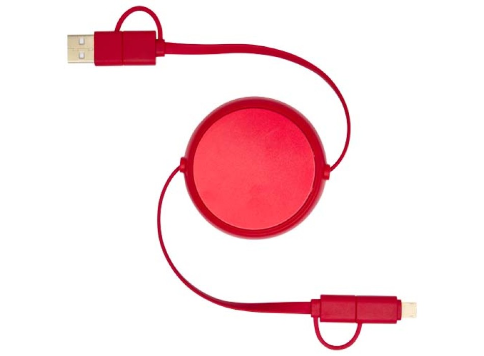 Cavo retrattile 5 in 1 da 100 cm in plastica riciclata e alluminio per la sincronizzazione dei dati e la ricarica rapida da 45 W Alasia FullGadgets.com