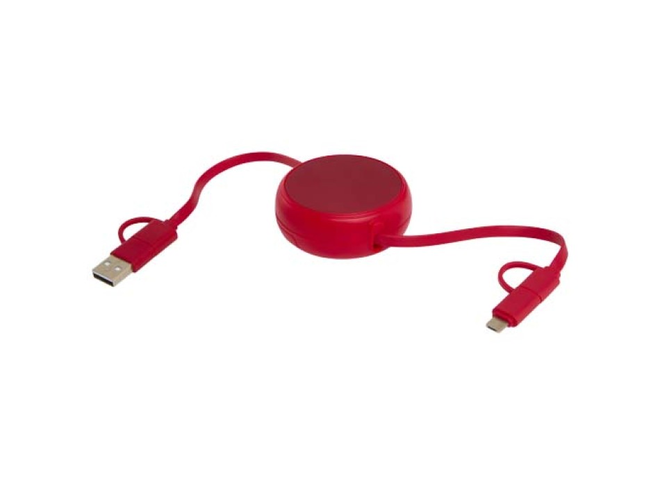 Cavo retrattile 5 in 1 da 100 cm in plastica riciclata e alluminio per la sincronizzazione dei dati e la ricarica rapida da 45 W Alasia FullGadgets.com