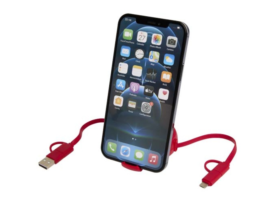 Cavo retrattile 5 in 1 da 100 cm in plastica riciclata e alluminio per la sincronizzazione dei dati e la ricarica rapida da 45 W Alasia FullGadgets.com