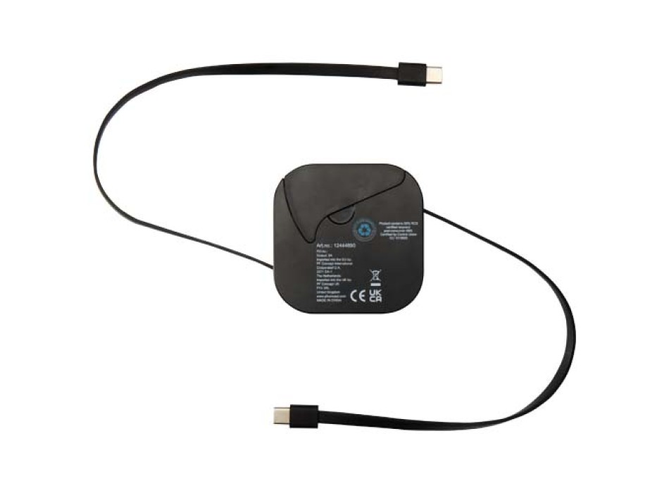 Cavo retrattile 5 in 1 in materiale riciclato con cavo retrattile per la sincronizzazione dei dati e la ricarica rapida da 100 W e set di strumenti per smartphone Gloas FullGadgets.com