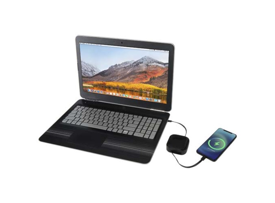 Cavo retrattile 5 in 1 in materiale riciclato con cavo retrattile per la sincronizzazione dei dati e la ricarica rapida da 100 W e set di strumenti per smartphone Gloas FullGadgets.com