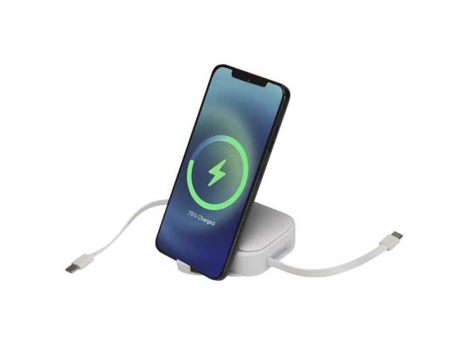 Cavo retrattile 5 in 1 in materiale riciclato con cavo retrattile per la sincronizzazione dei dati e la ricarica rapida da 100 W e set di strumenti per smartphone Gloas FullGadgets.com