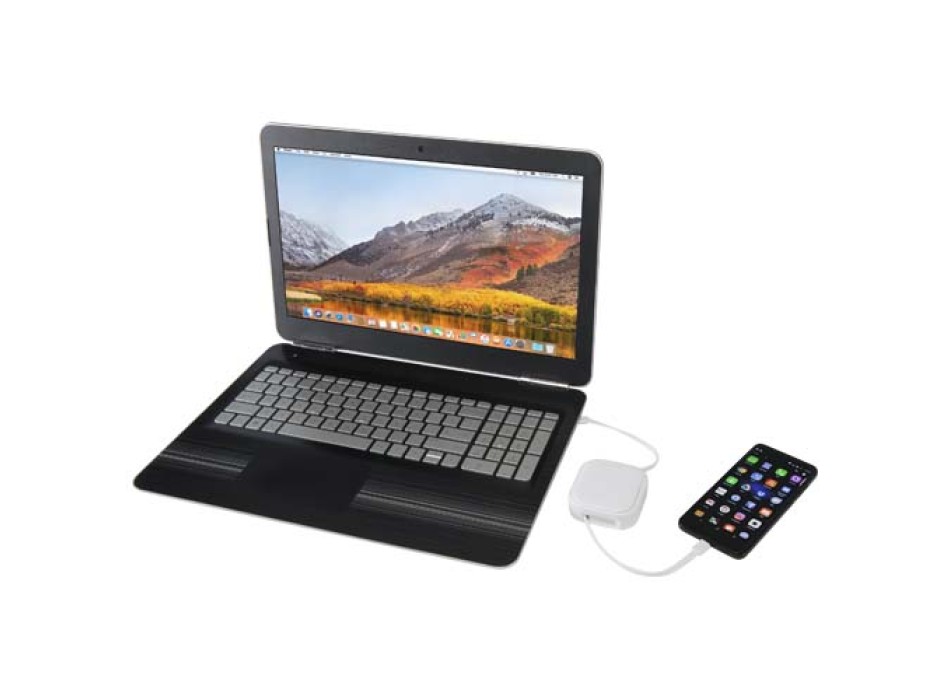 Cavo retrattile 5 in 1 in materiale riciclato con cavo retrattile per la sincronizzazione dei dati e la ricarica rapida da 100 W e set di strumenti per smartphone Gloas FullGadgets.com