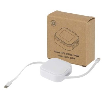 Cavo retrattile 5 in 1 in materiale riciclato con cavo retrattile per la sincronizzazione dei dati e la ricarica rapida da 100 W e set di strumenti per smartphone Gloas FullGadgets.com