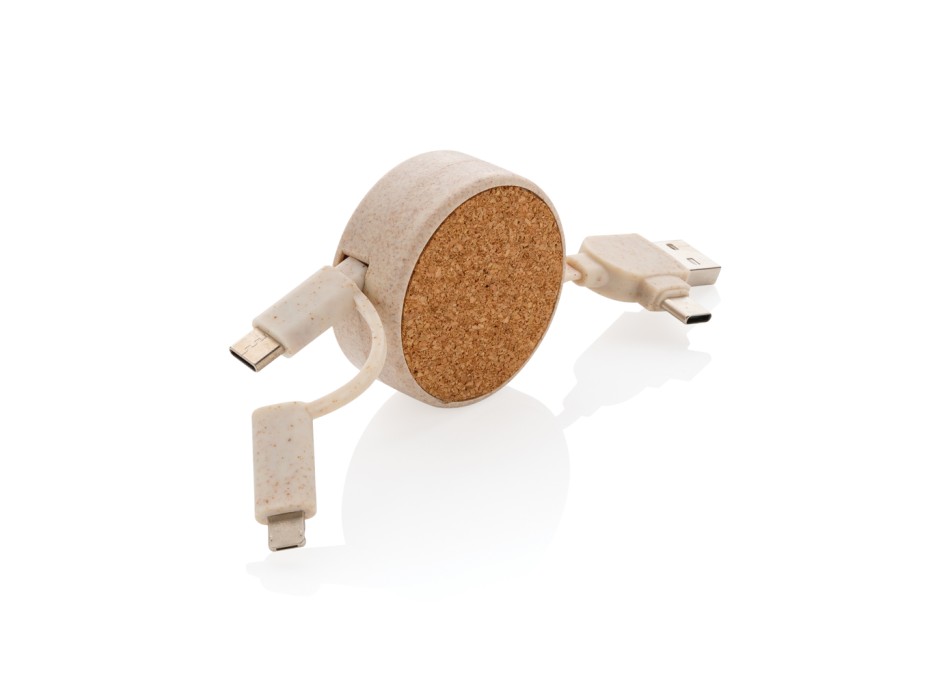 Cavo retrattile 6 in 1 in sughero e grano FullGadgets.com