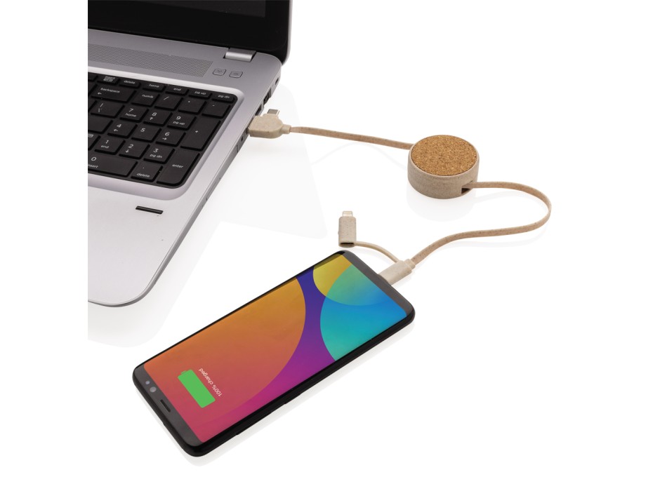 Cavo retrattile 6 in 1 in sughero e grano FullGadgets.com