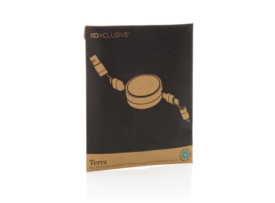 Cavo retrattile 6in1 45W in alluminio riciclato Terra RCS FullGadgets.com