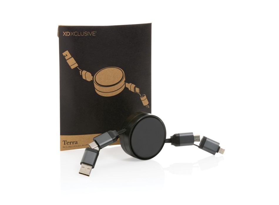 Cavo retrattile 6in1 45W in alluminio riciclato Terra RCS FullGadgets.com