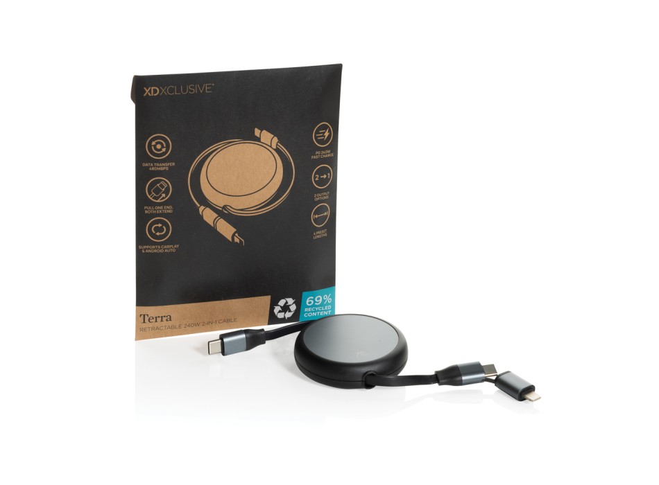 Cavo retrattile da 240W 2in1 Terra in rAlluminio RCS FullGadgets.com