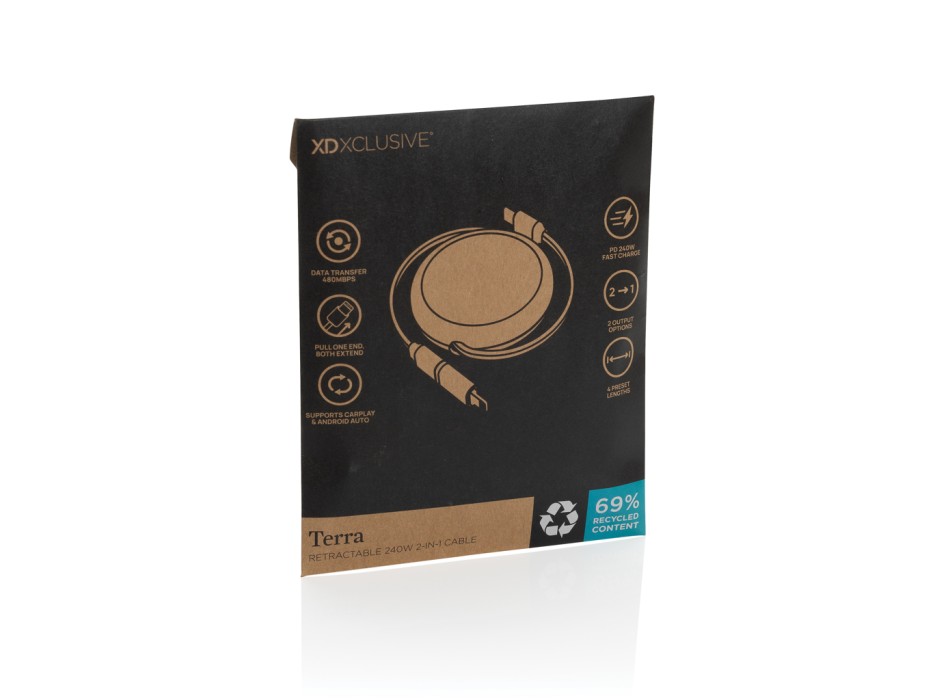 Cavo retrattile da 240W 2in1 Terra in rAlluminio RCS FullGadgets.com