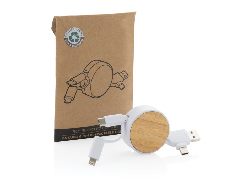 Cavo retrattile Ontario 6 in 1 in plastica riciclata RCS FullGadgets.com