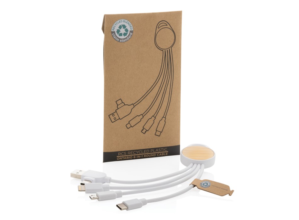 Cavo rotondo Ontario 6 in 1 in plastica riciclata RCS FullGadgets.com